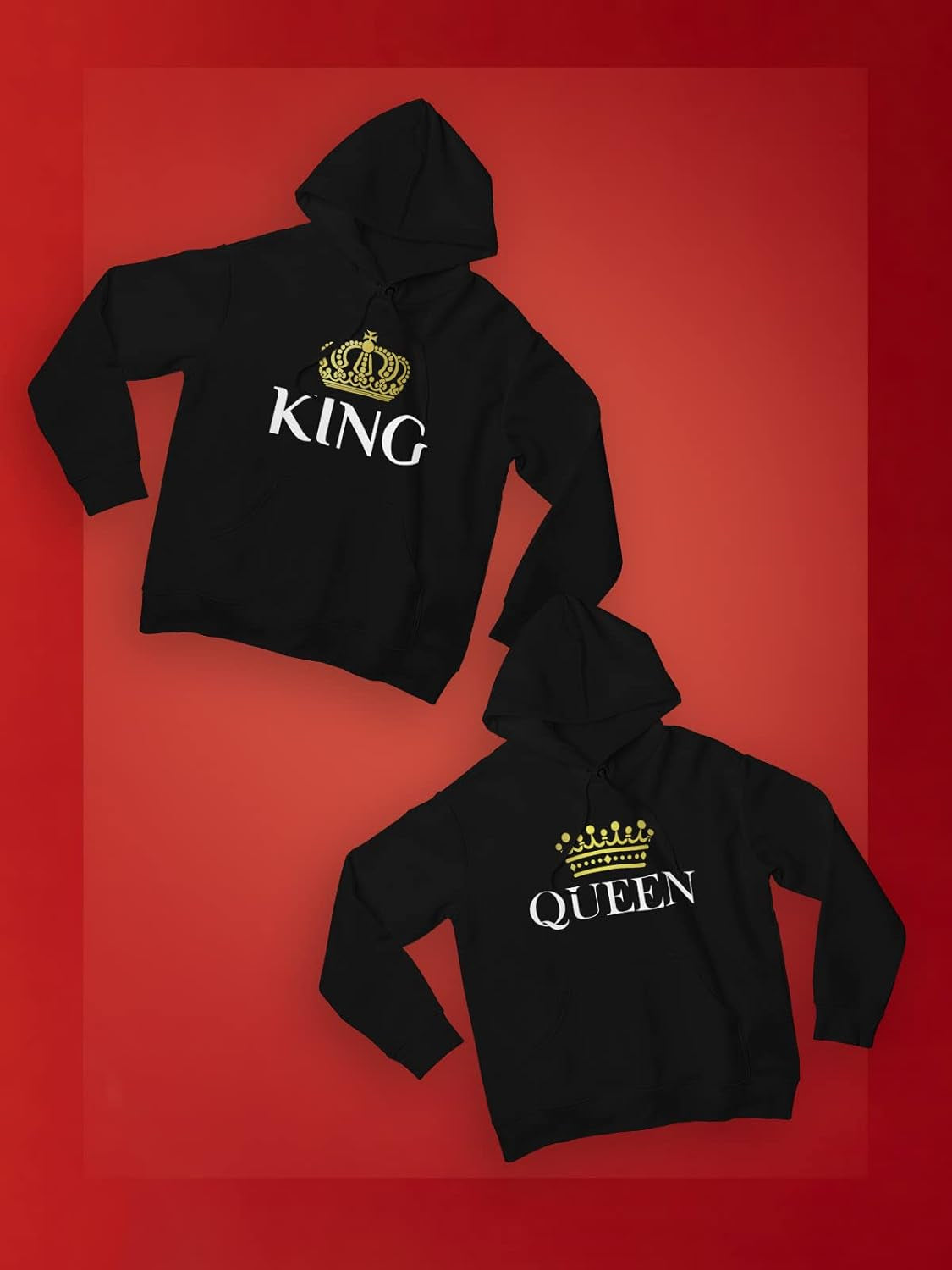King & Queen Matching Couple Hoodie Set - His & Hers Pullover Hoodies - Valentine'S Day Gift for Couples