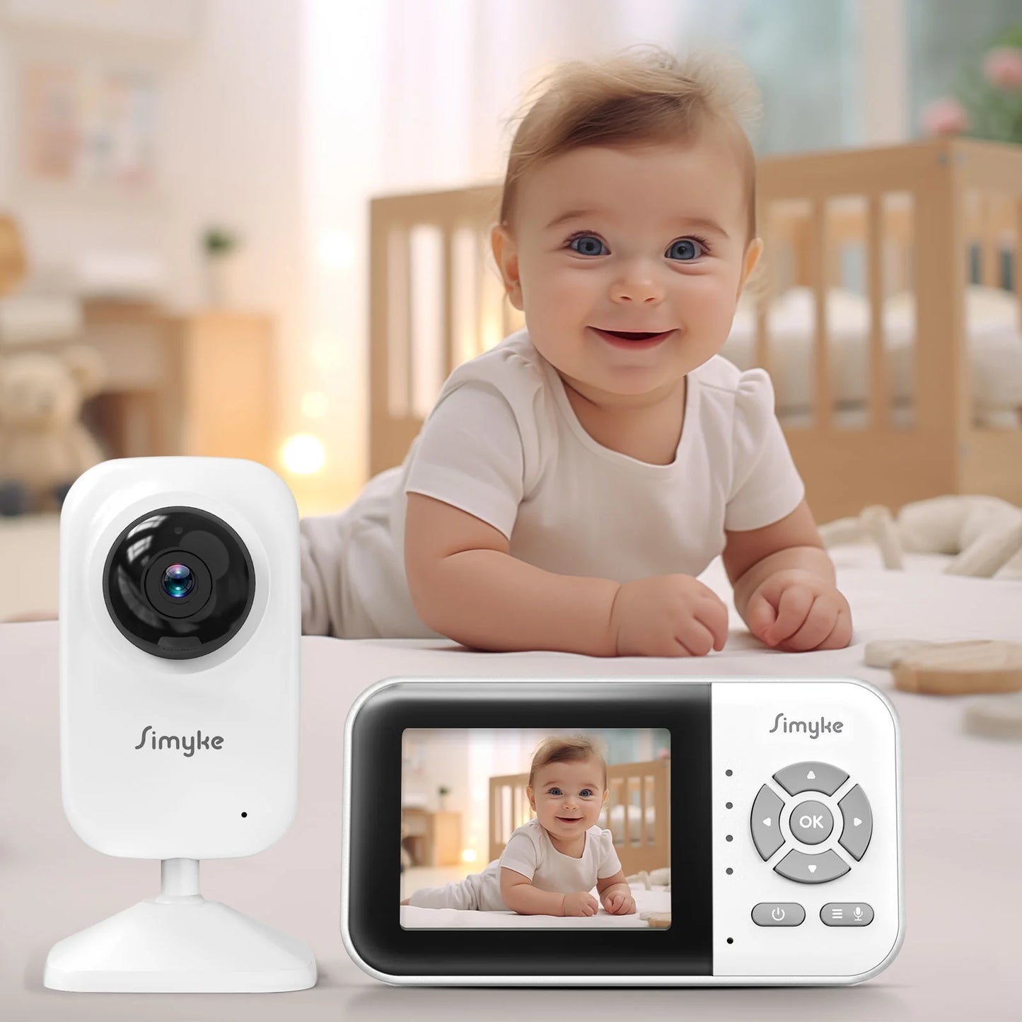 Wifi Video Baby Monitor, 2.8" LCD & App Viewing, 2-Way Audio, Night Vision, VOX, 5 Lullabies, Supports 4 Cameras, 1200Ft Range, Home Use