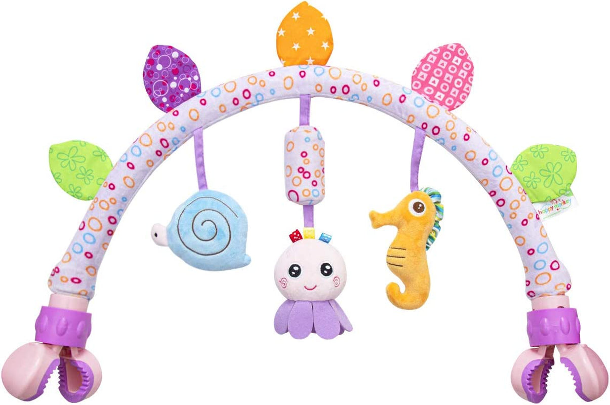 Travel Arch Bassinet Toys for Baby Hanging on Stroller, Crib & Pram. Activity Toy Bar for Baby Bouncer(Purle)