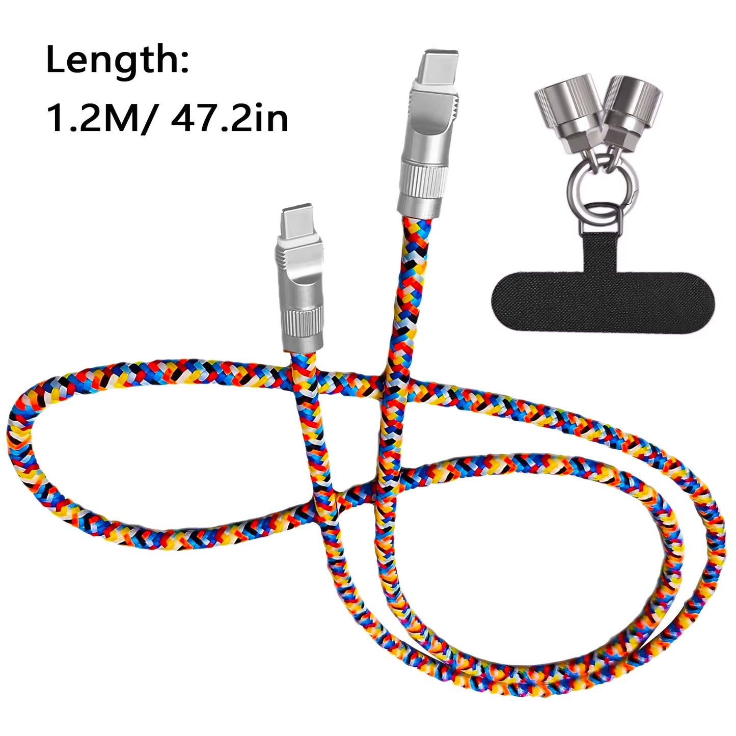 Fashionable Mobile Phone 2 in 1 Lanyard PD240W C to C Charging Cable Zinc Alloy Lock More Convenient and Safer for Mobile Phone