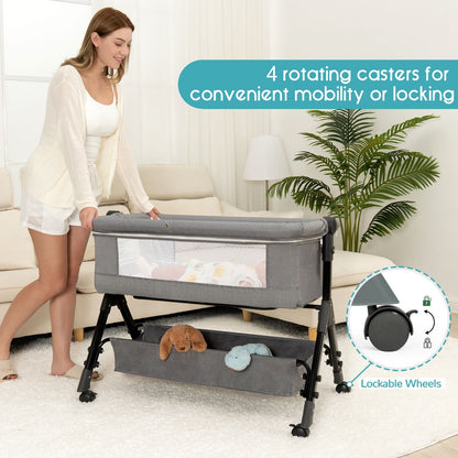 3 in 1 Baby Bassinet, Bedside Sleeper, & Playpen, Easy Folding Portable Crib