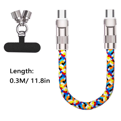 Fashionable Mobile Phone 2 in 1 Lanyard PD240W C to C Charging Cable Zinc Alloy Lock More Convenient and Safer for Mobile Phone