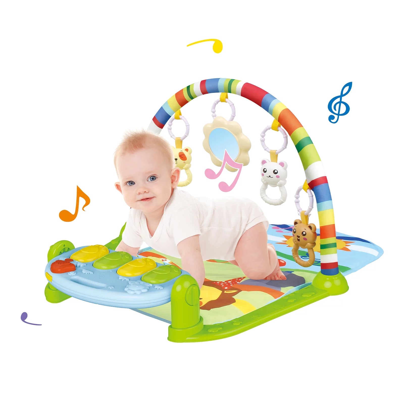 3-In-1 Baby Play Gym with Kick Piano, Tummy Time Mat & Musical Toys