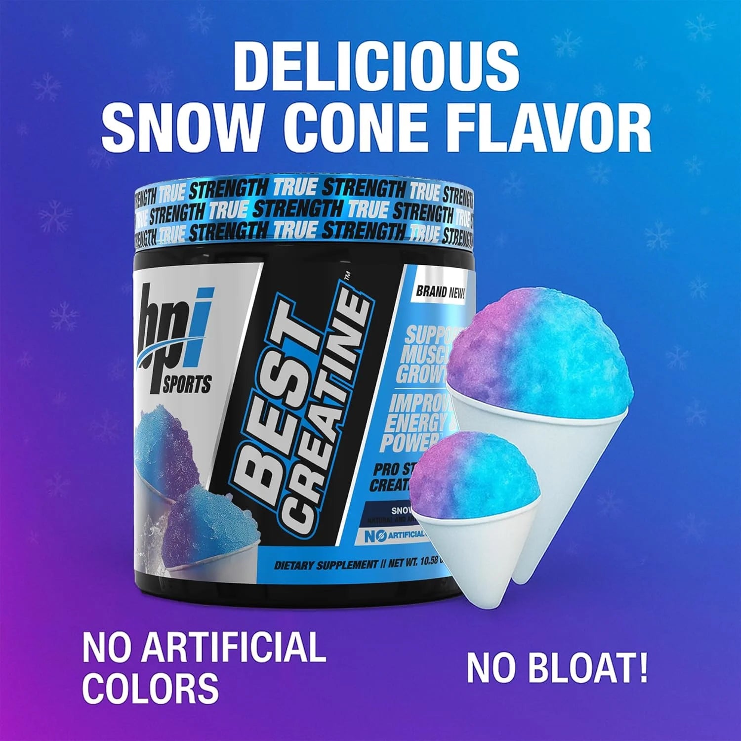 Best Creatine - Creatine Monohydrate, Himalayan Salt - Strength, Pump, Endurance, Muscle Growth, Muscle Definition - No Bloat - Snow Cone - 50 Servings - 10.58 Ounce