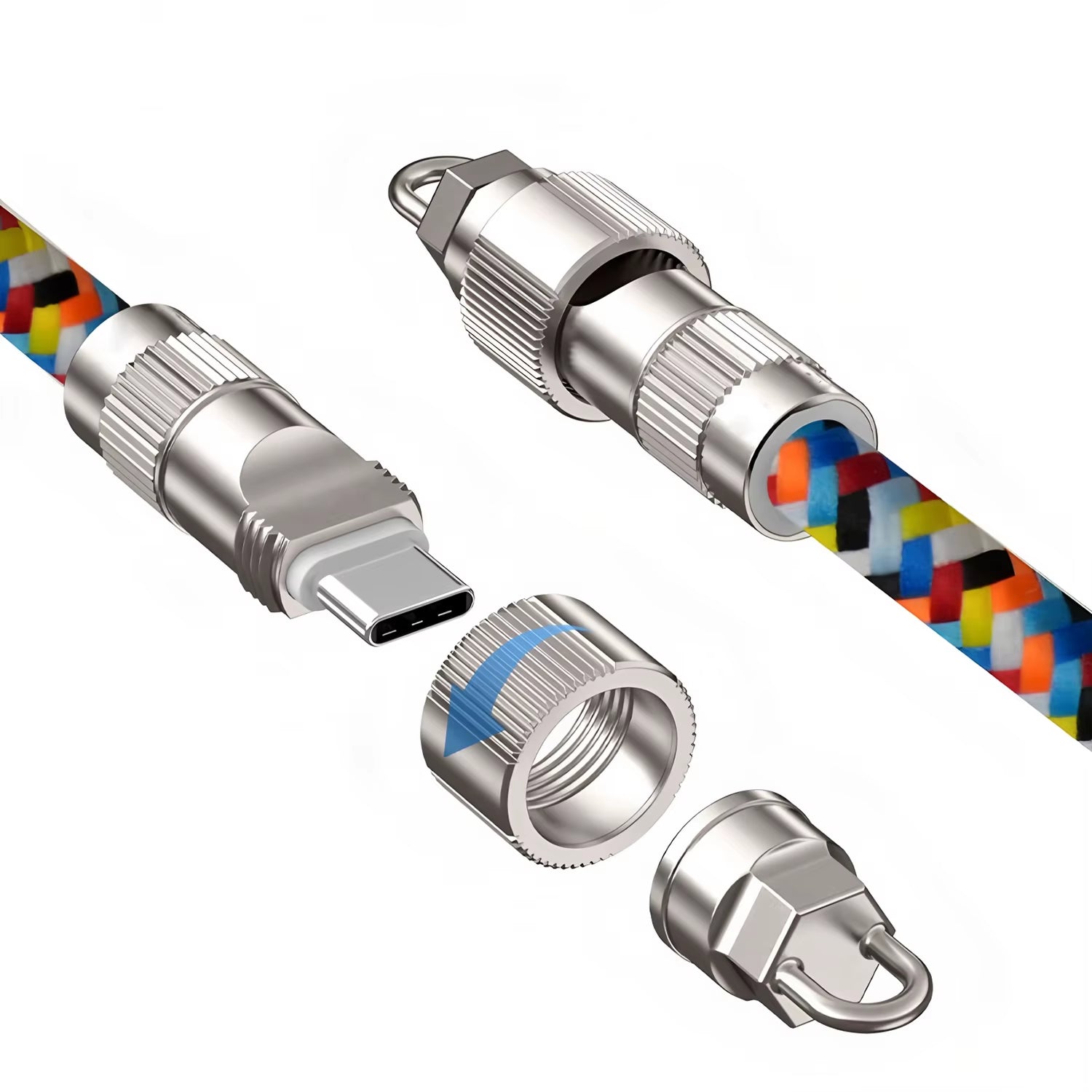 Fashionable Mobile Phone 2 in 1 Lanyard PD240W C to C Charging Cable Zinc Alloy Lock More Convenient and Safer for Mobile Phone