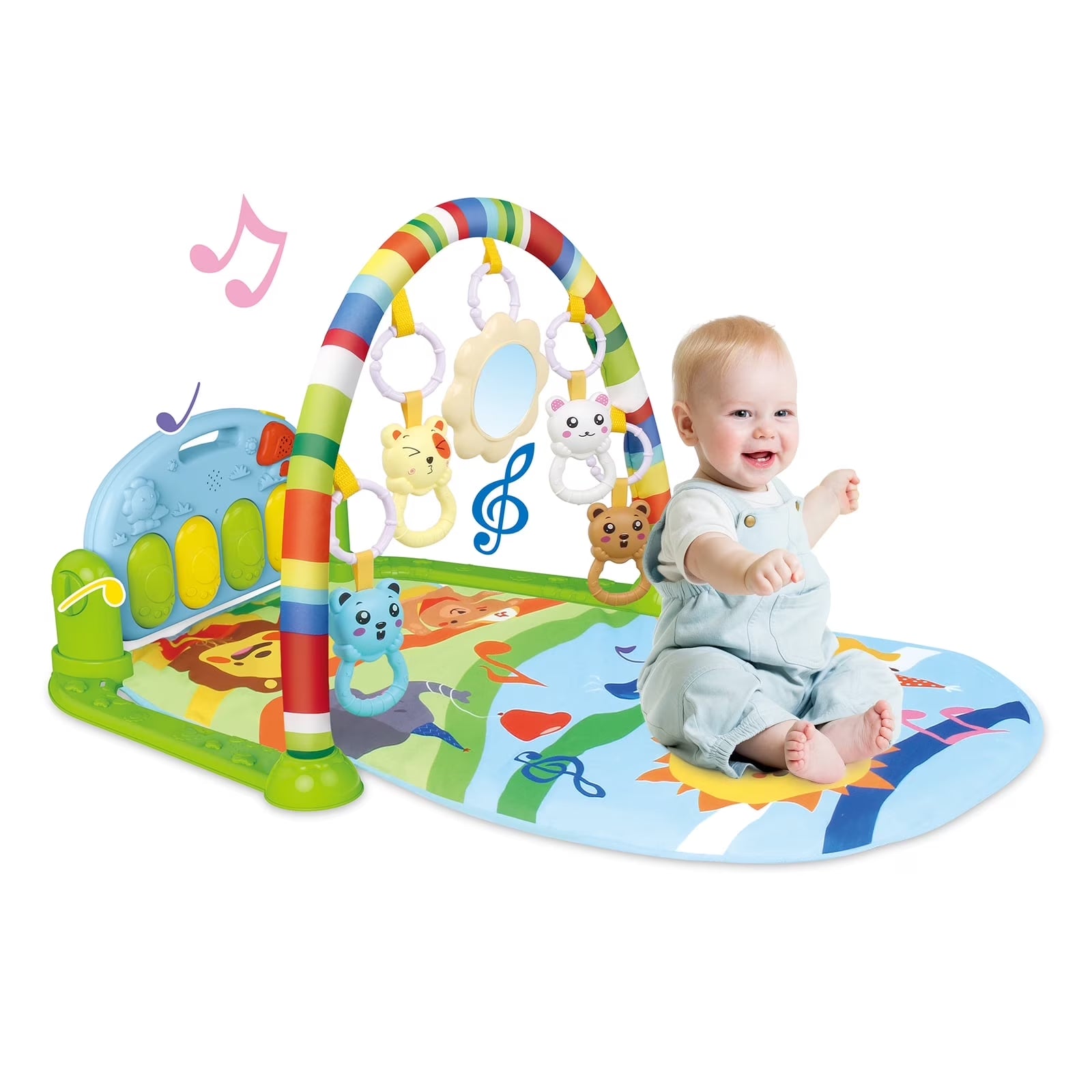 3-In-1 Baby Play Gym with Kick Piano, Tummy Time Mat & Musical Toys