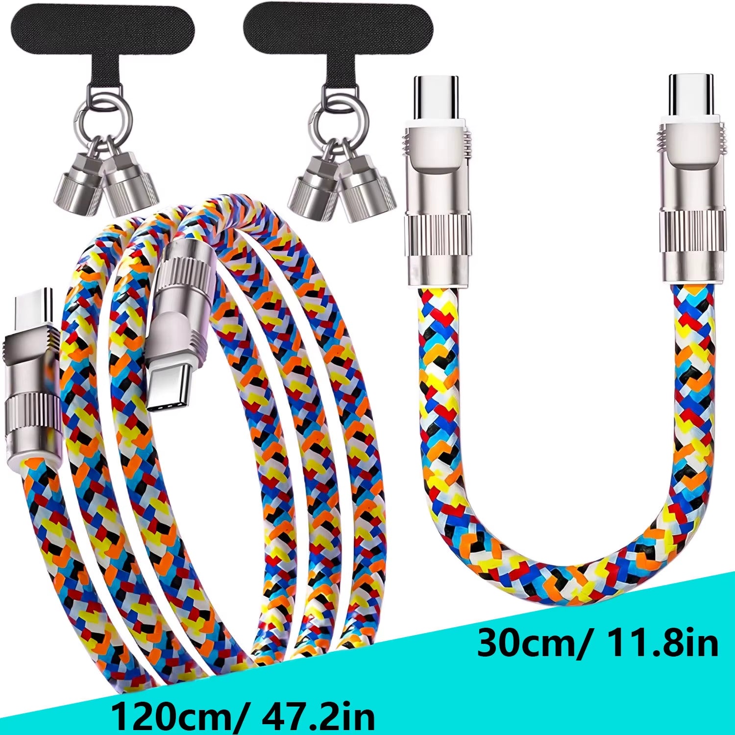 Fashionable Mobile Phone 2 in 1 Lanyard PD240W C to C Charging Cable Zinc Alloy Lock More Convenient and Safer for Mobile Phone