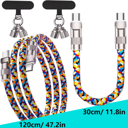 Fashionable Mobile Phone 2 in 1 Lanyard PD240W C to C Charging Cable Zinc Alloy Lock More Convenient and Safer for Mobile Phone