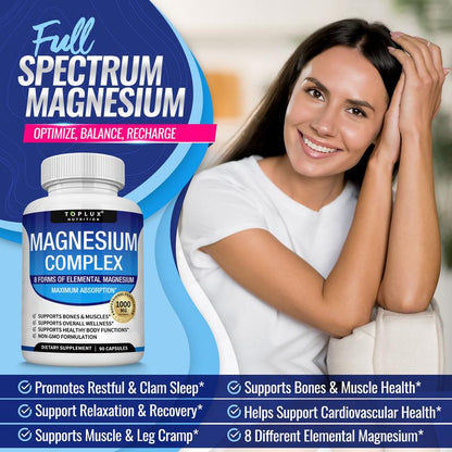 Toplux Magnesium Complex 8 Essential Magnesium Supplement 1000Mg