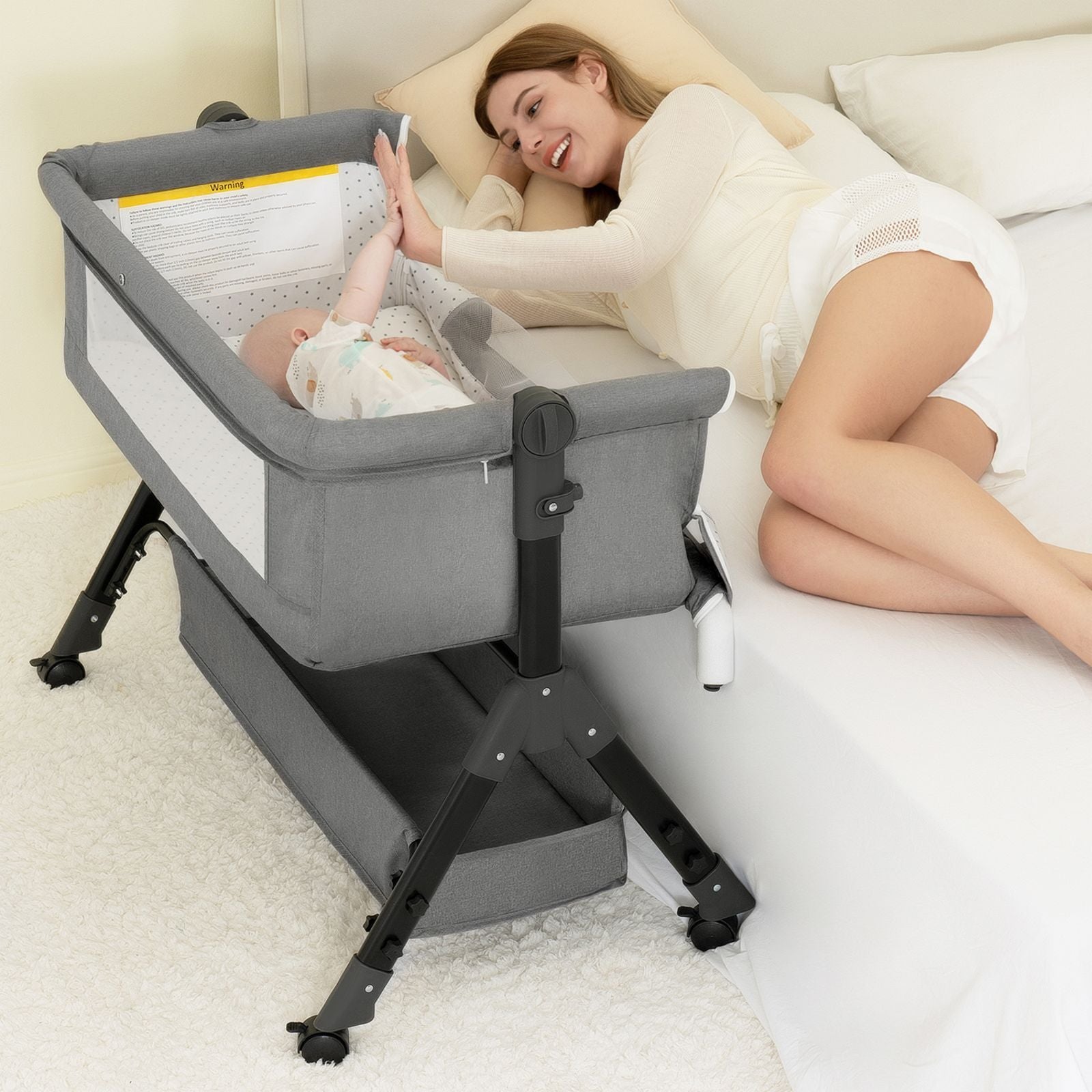 3 in 1 Baby Bassinet, Bedside Sleeper, & Playpen, Easy Folding Portable Crib