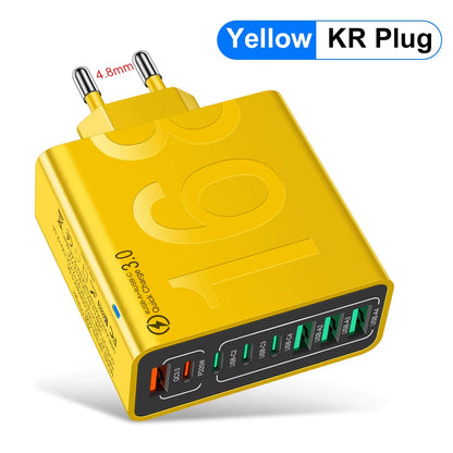 150W Multi Ports USB Charger Fast Charging Wall Adapter for Xiaomi Iphone Samsung Huawei PD Type C Travel Charger EU/US/KR Plug